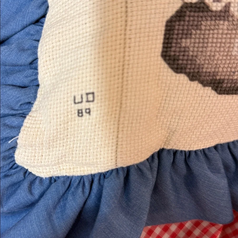 Rabbits 1989 cross stitch pillow